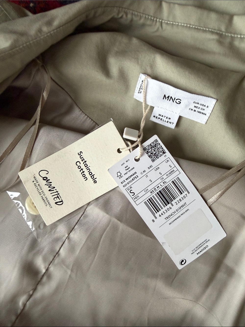 Mango Olive Green Long Trench Coat with Belt - Picture 8 of 8